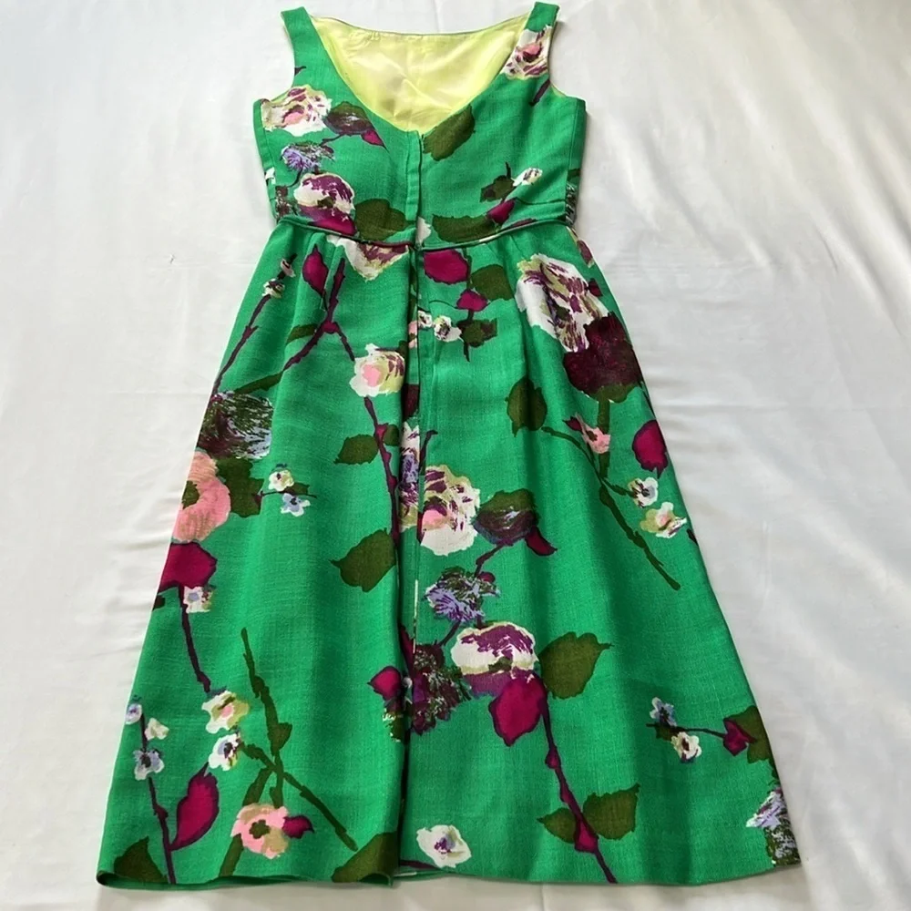 Vintages 60s Union Made Green Floral Print Dress - Picture 2 of 6